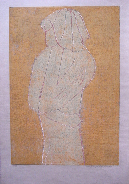 新しい 横山貞二 ギブ.ミー.マネー 1988作 木版画 版画