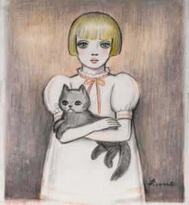 猫を抱いた少女／内藤ルネ（Rune Naito Colored Pencil／Rune Naito)のサムネール