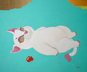 尾曲がり猫・白（オマガリネコ・シロ）／柴田亜美（OMAGARI NEKO WHITE -Lucky Tail Cat White／Ami Shibata)のサムネール