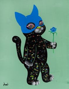 マスク 猫　黒猫 / 柴田亜美