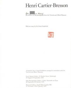 「Henri Cartier-Bresson, His Archive of 390 Photographs from the Victoria and Albert Museum / 写真：アンリ・カルティエ＝ブレッソン　文：エルンスト・ゴンブリッチ」画像1